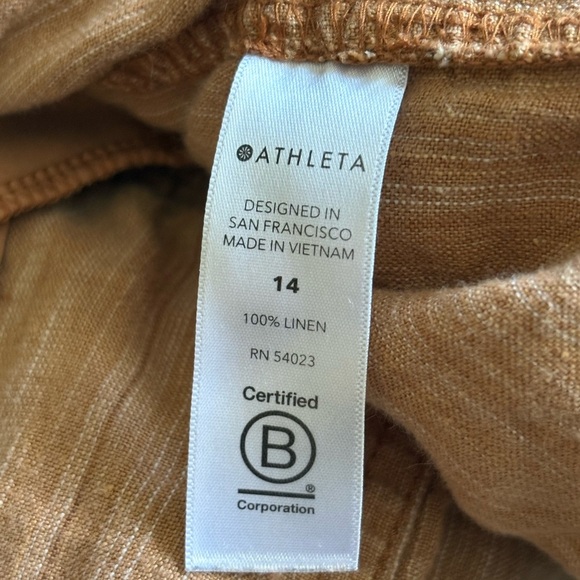 Athleta Womens Cabo Orange summer beach pull on Linen Textured 4" Short size 14 - Picture 10 of 15